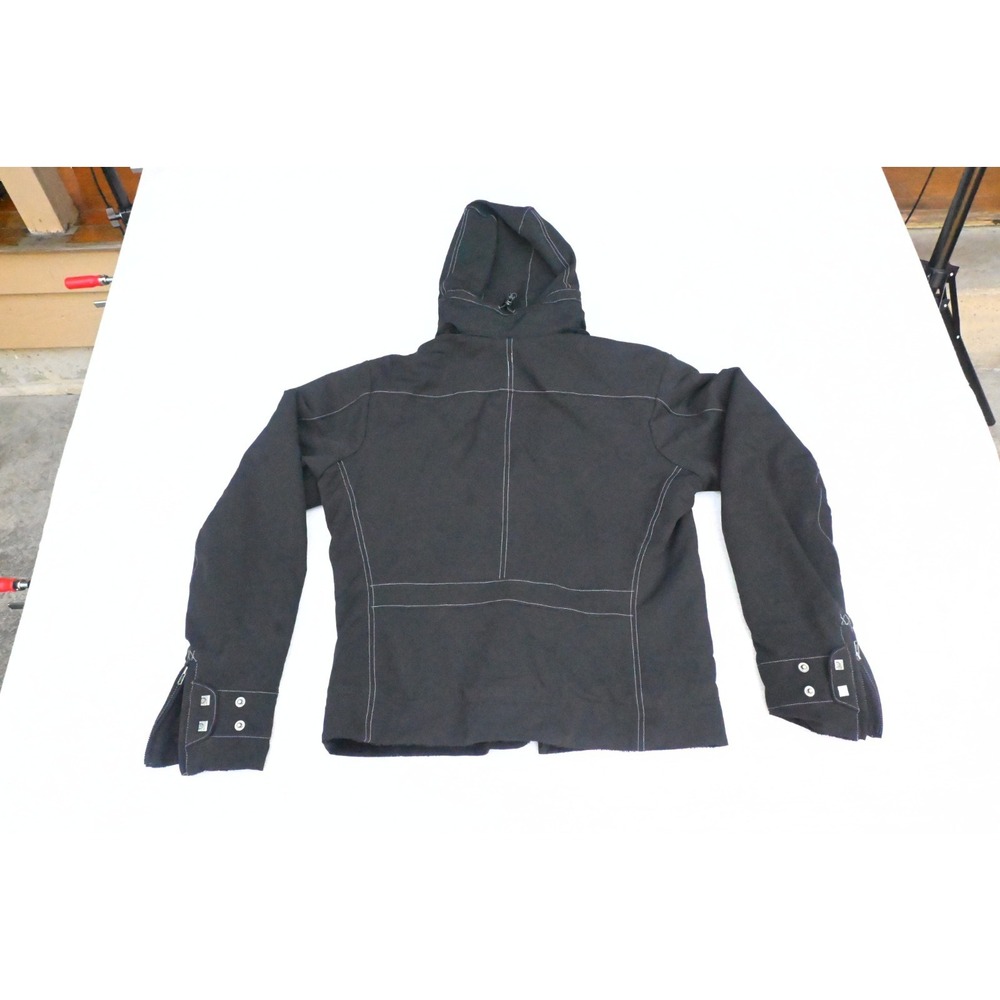 Mountain Hardwear Womens L Black Softshell Jacket Hooded Fleece Lined Sleek - Picture 16 of 16